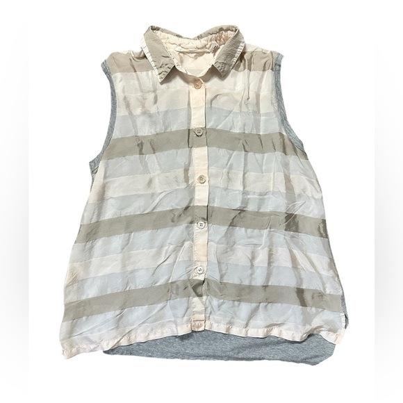 Wilt Asymmetrical Striped Sleeveless Button-Up Blouse Small - Picture 1 of 7